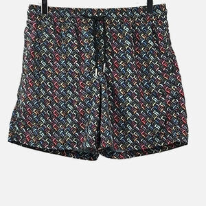 Jared Lang Swim Trunks Mustache Print Multi-Colored on Black - Size Medium